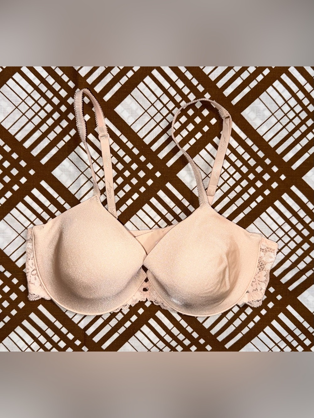 Vintage Victoria’s Secret IPEX Bra 34B Pink Lace Full Coverage Underwire Y2K